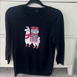 Talbots navy blue cotton llama sweater small